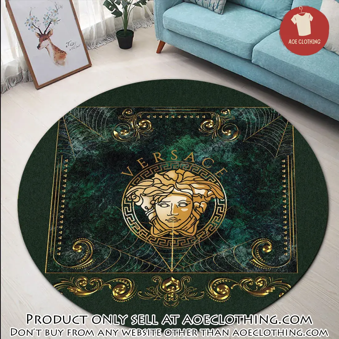 Versace medusa luxury brand round rug carpet home decor aoe1511530